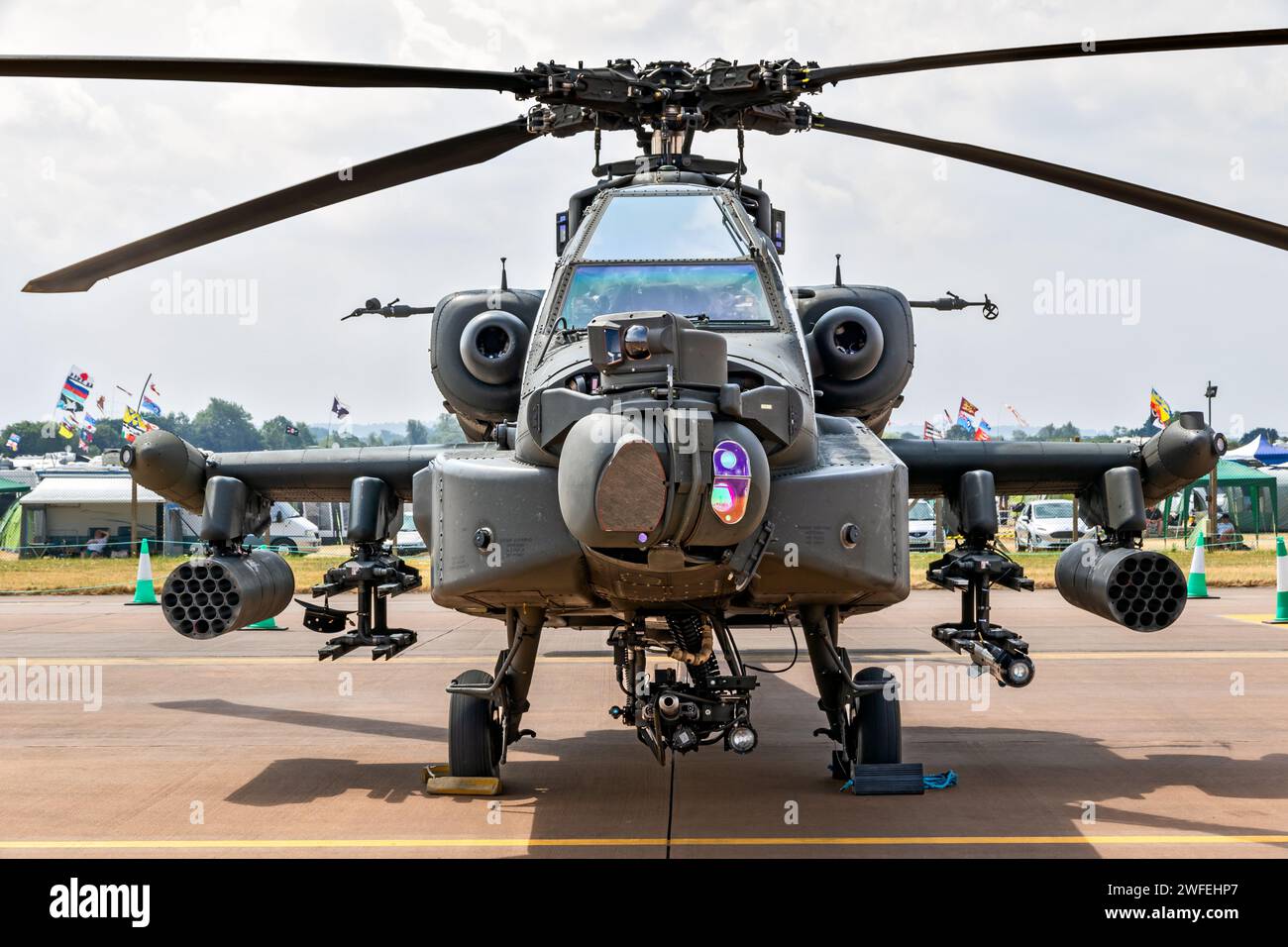 Boeing AH-64D Apache Attack Helicopter on the tarmac of RAF Fairford. UK - July 13, 2018 Stock Photo