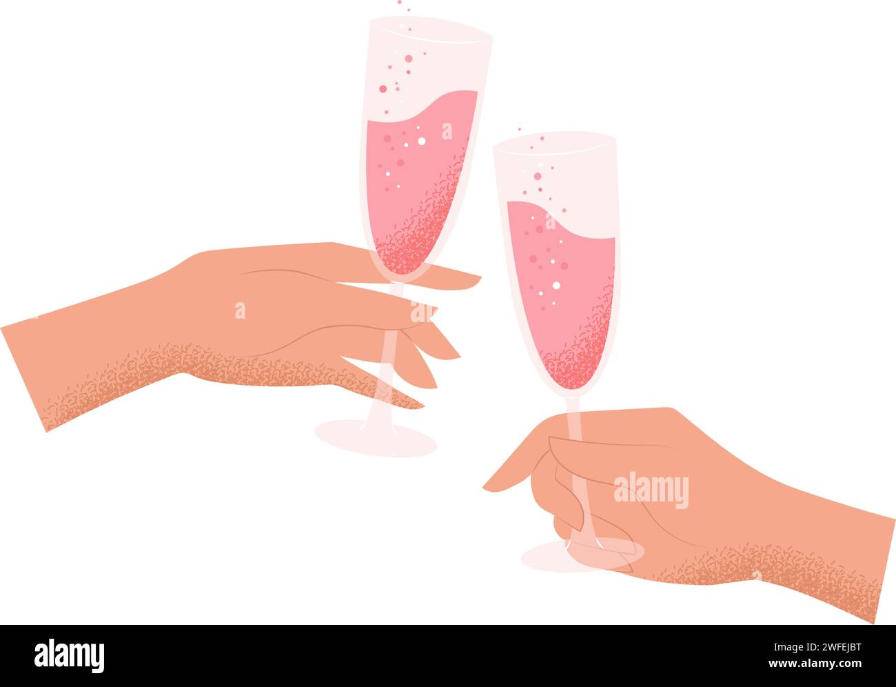 Hands with champagne glasses toast, St. Valentine s day concept. Vector ...