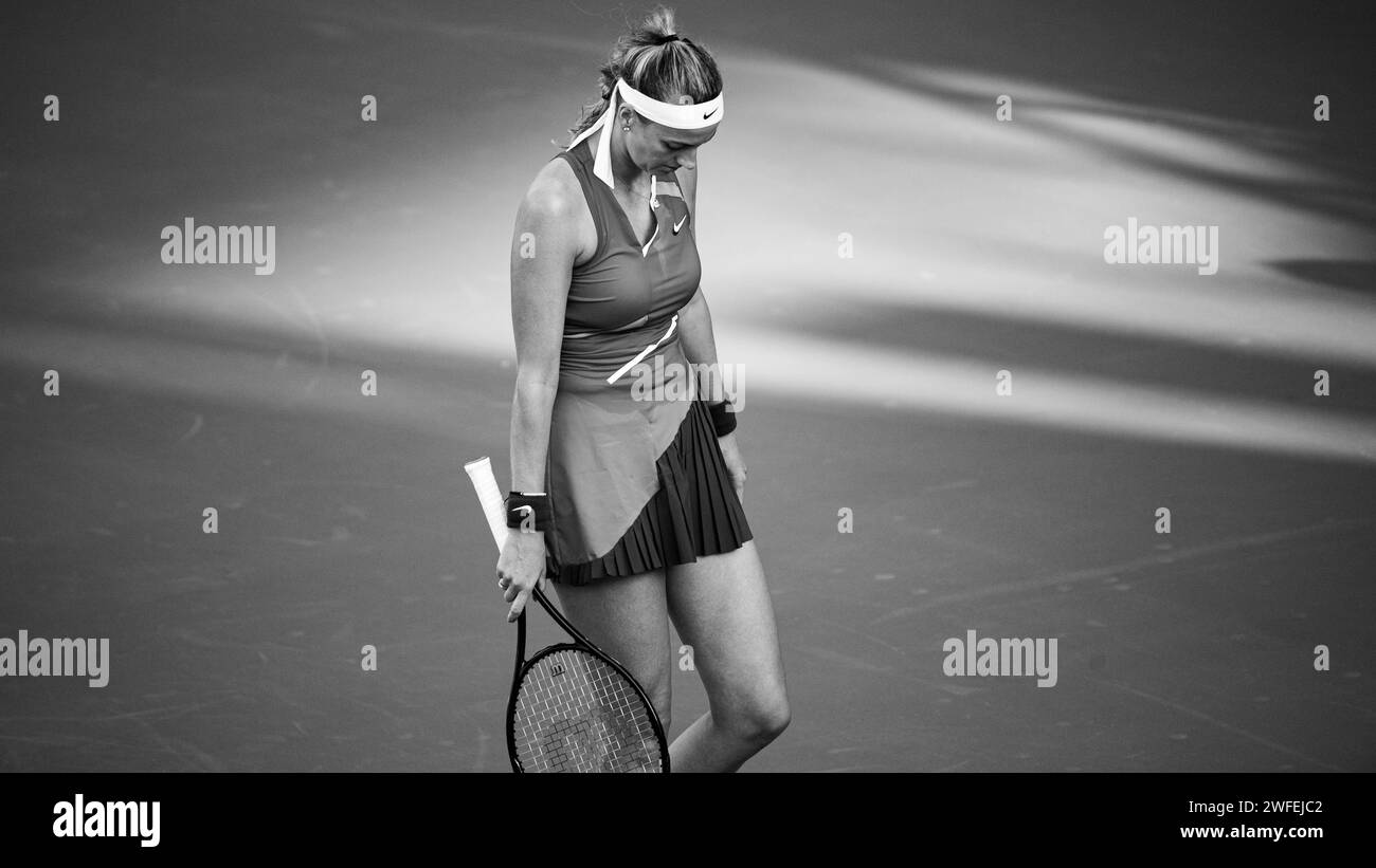 Petra KVITOVA (CZE) vs Jelena OSTAPENKO (LAT) during their Singles Quarterfinals match as part of the Dubai Duty Free Tennis Championships WTA 500 on February 17, 2022 in Dubai, United Arab Emirates. Photo by Victor Fraile / Power Sport Images Stock Photo