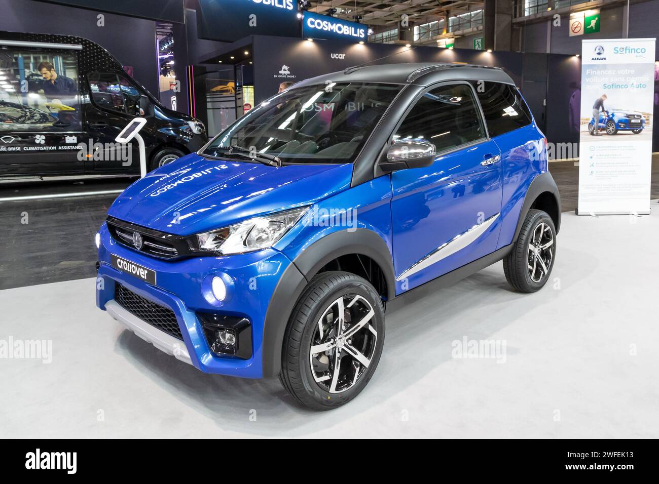 AIXAM e Crossover Premium Electric microcar at the Paris Motor Show, France - October 17, 2022. Stock Photo