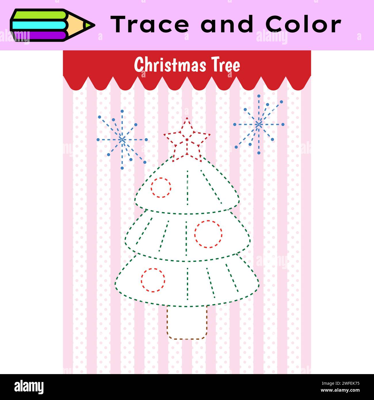 Pen tracing lines activity worksheet for children. Pencil control for