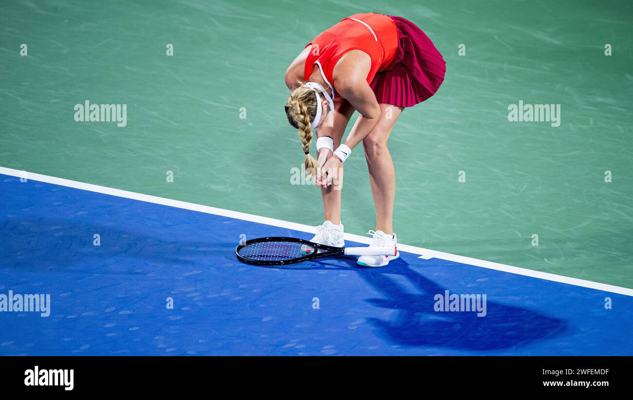 Aryna SABALENKA (BLR) vs Petra KVITOVA (CZE) during their Singles Round