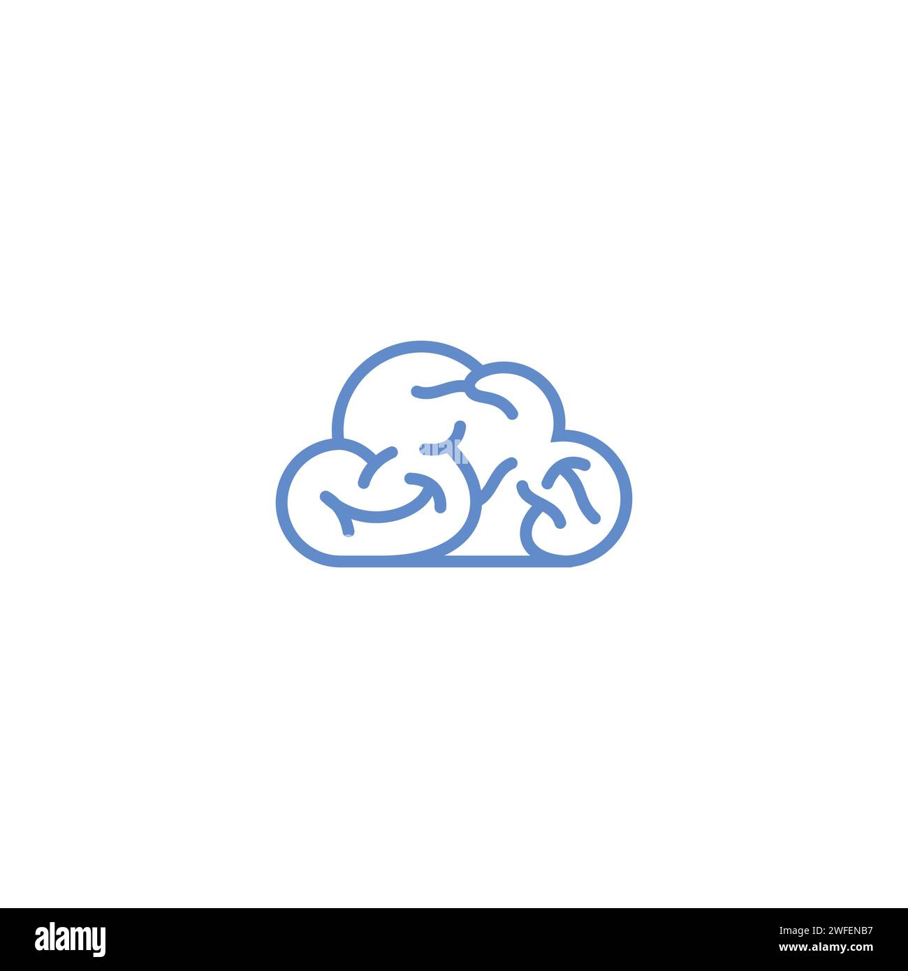 Cloud Brain flat outline style logo template vector. Vector illustration Stock Vector