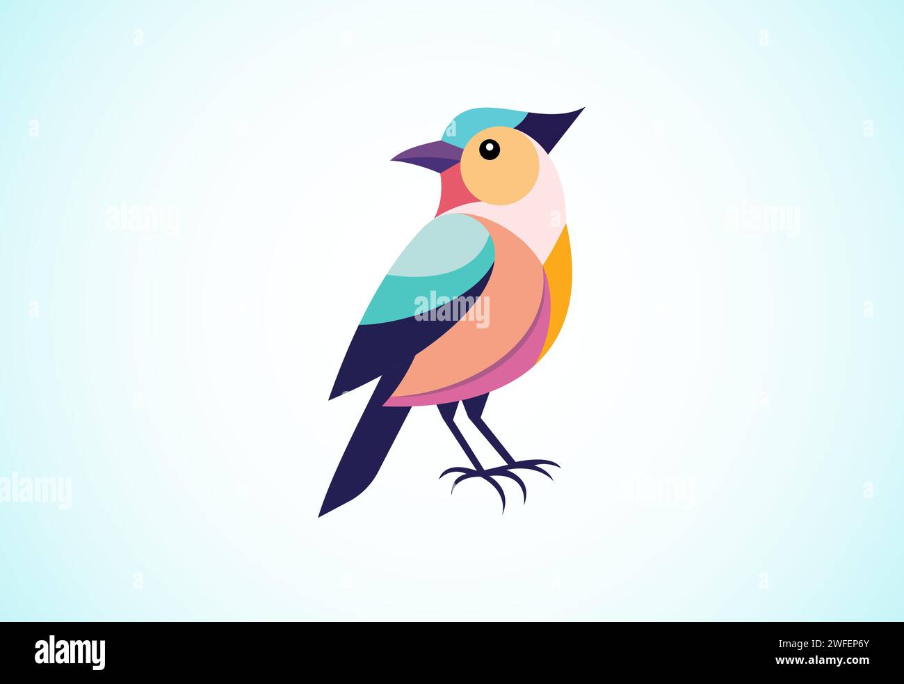 Geometric multi colored bird. Bird logo design vector illustration Stock Vector
