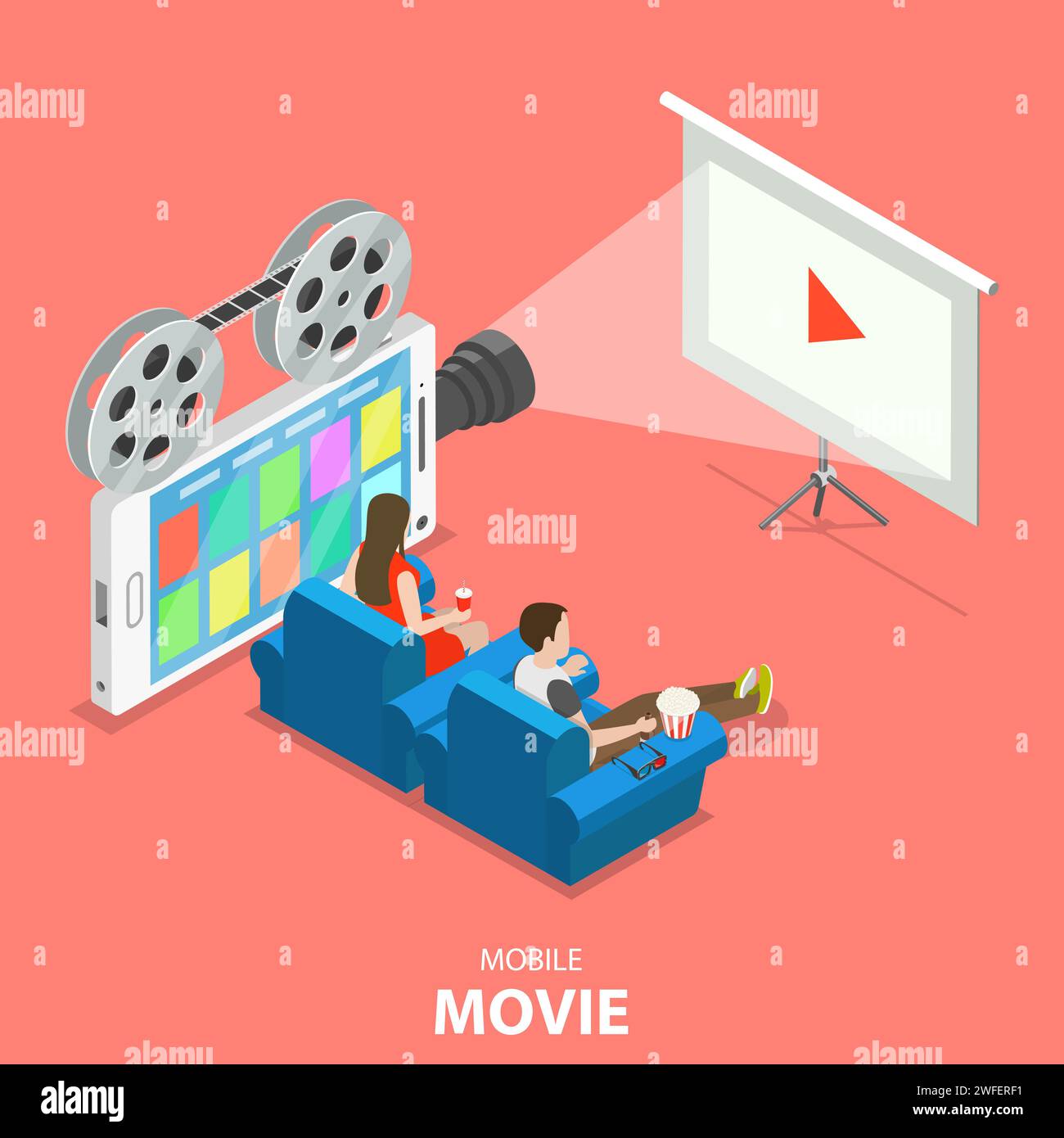 Couple using tablet smartphone Stock Vector Images Alamy