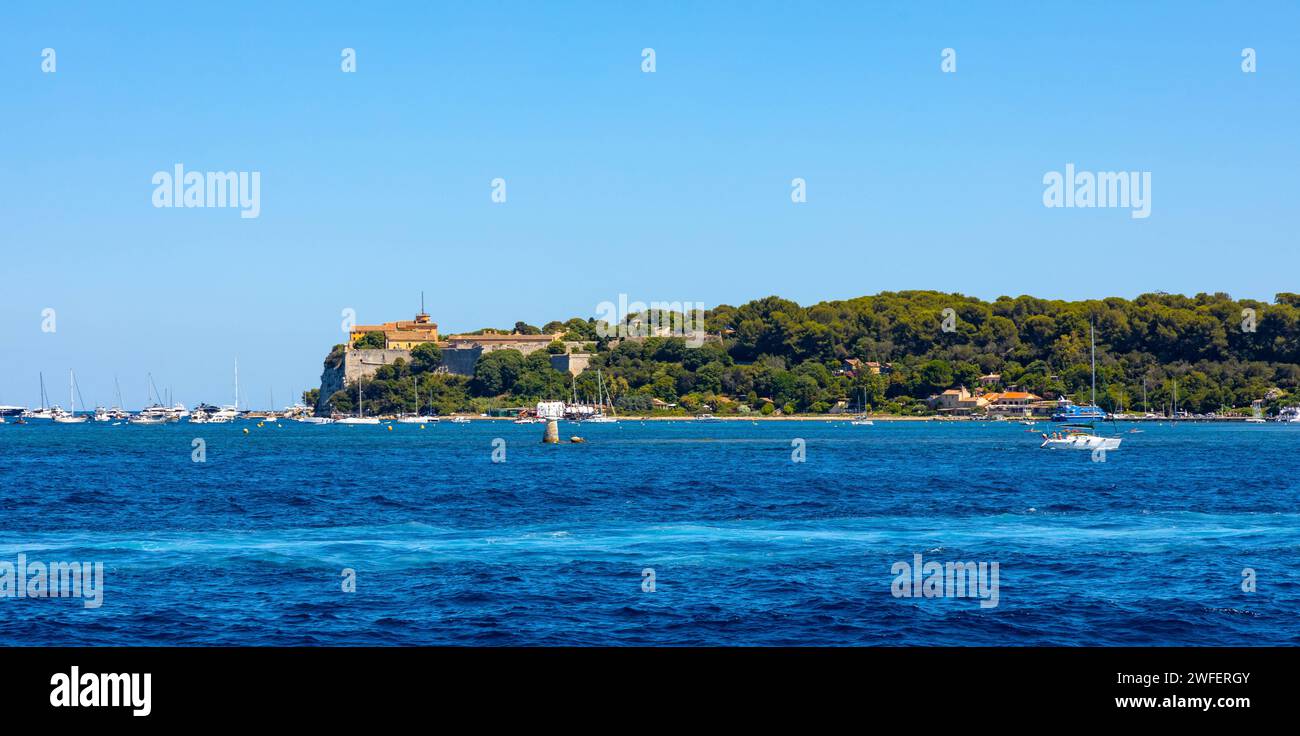 Cannes, France July 31, 2022 Ile Sainte Marguerite island panorama