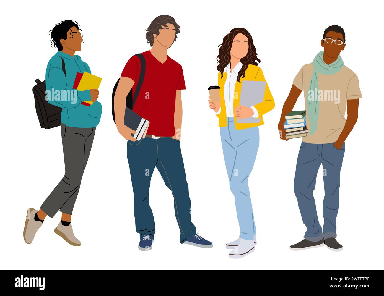 Group of multiracial students vector on white Stock Vector Image & Art ...