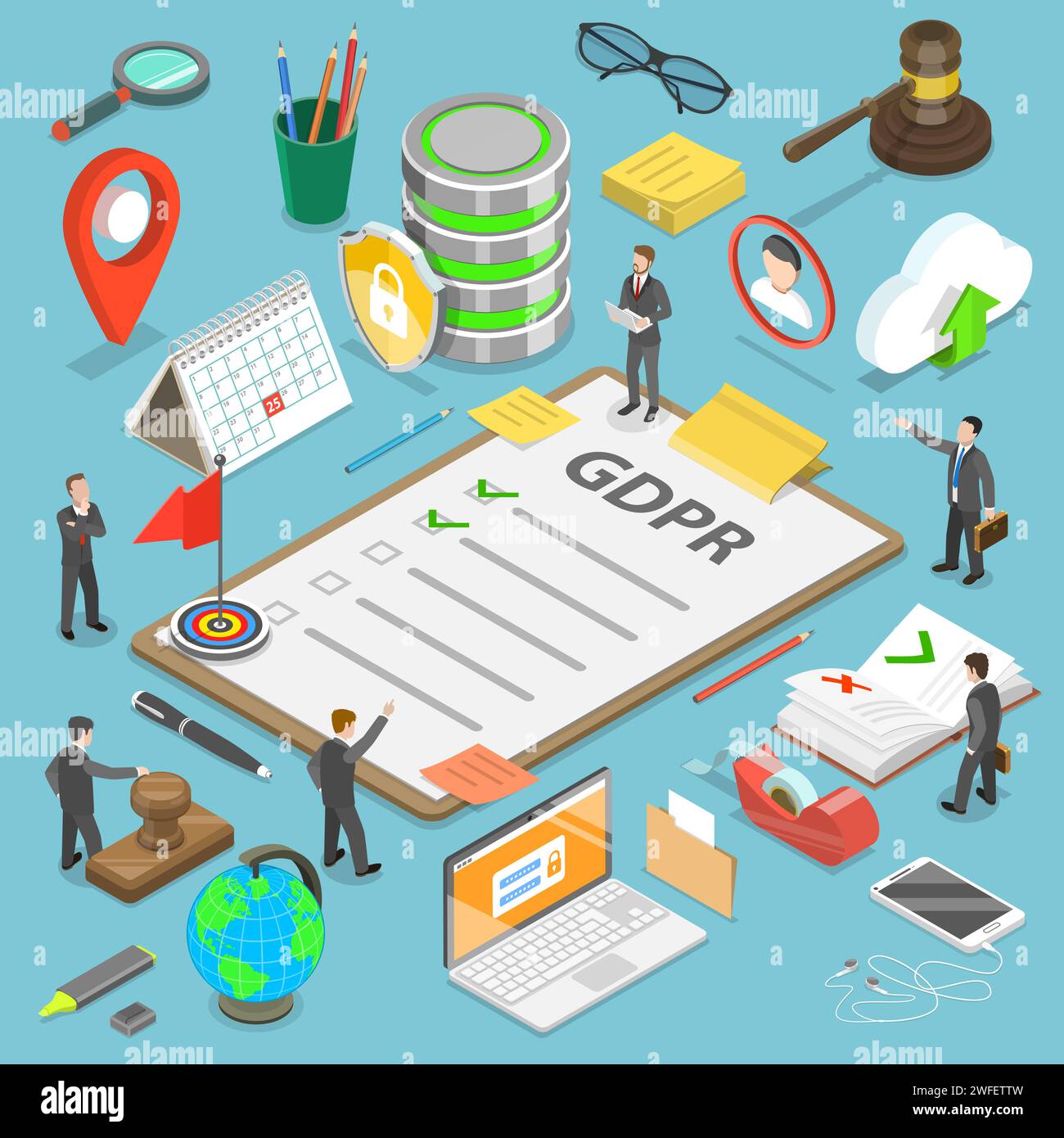 Flat isometric vector concept of GDPR - General Data Protection ...