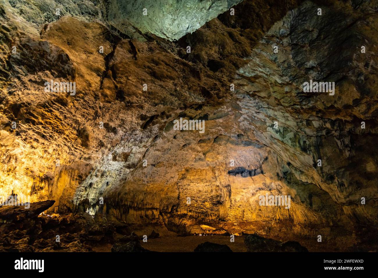 Limestone Bat Cave Jaskinia Nietoperzowa known for multiple species of nesting bats in Jerzmanowice village in Bedkowska Valley near Cracow in Lesser Stock Photo