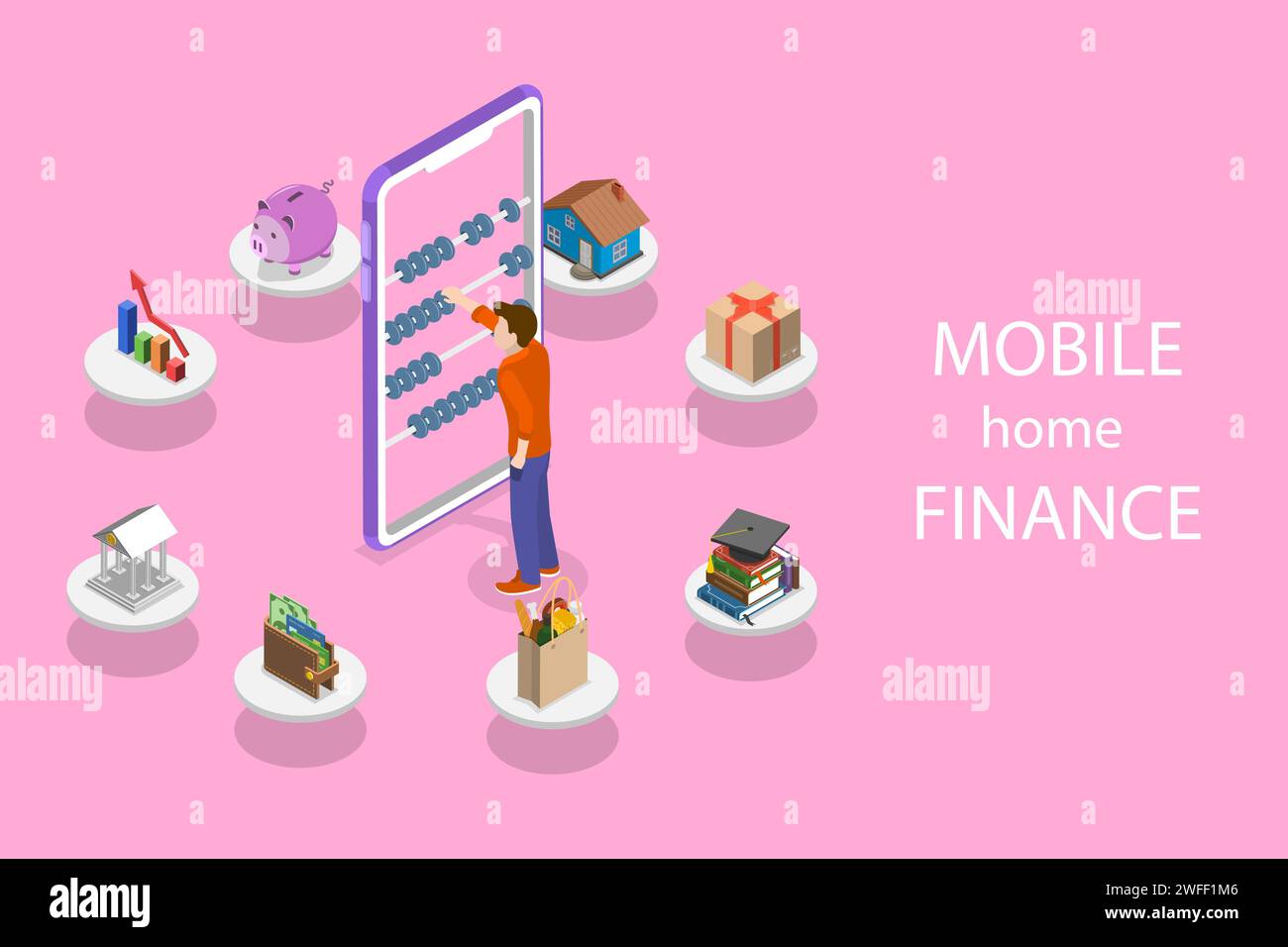 Isometric flat vector concept of personal home finance, budget planning