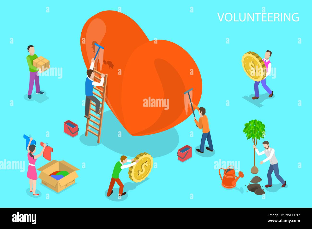 Volunteering vector vectors hi-res stock photography and images - Alamy