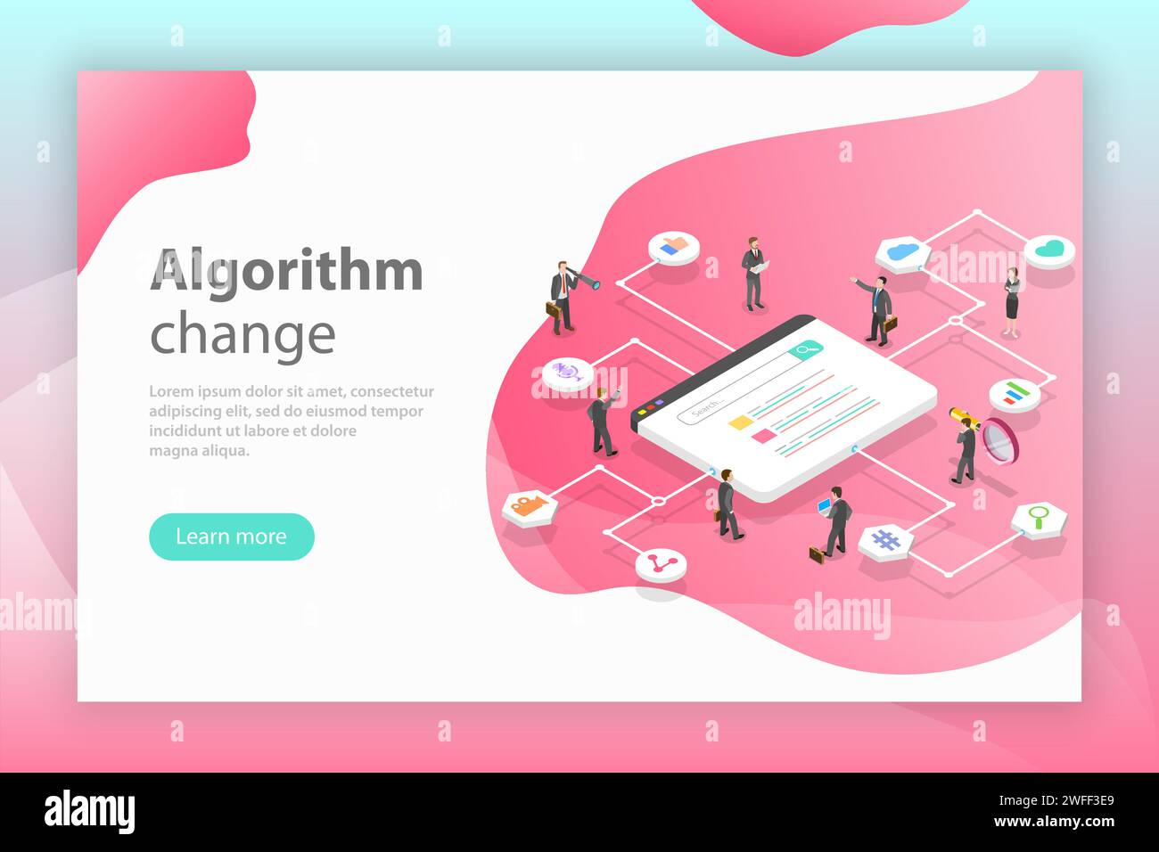 Isometric flat vector concept of algorithm change, search engine ...