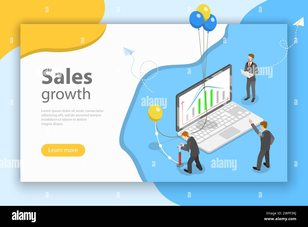 Isometric flat vector concept of financial growth, indicators