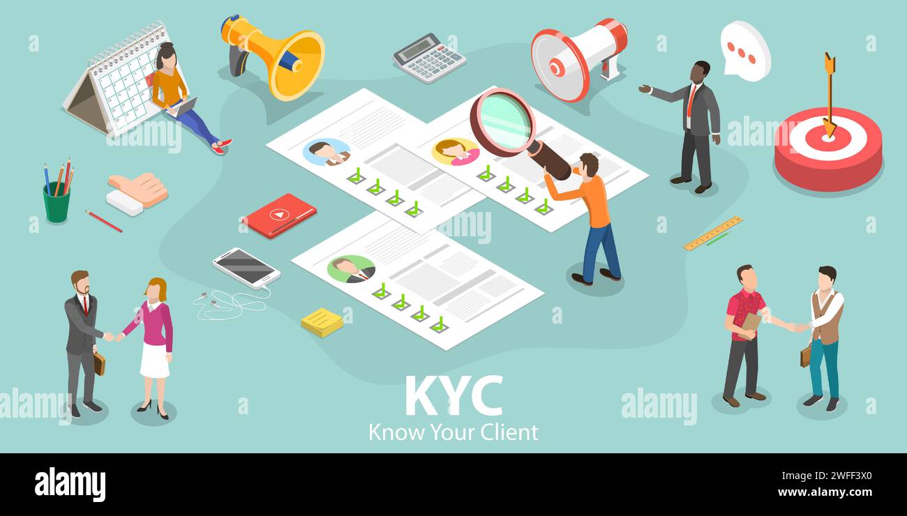 3D Isometric Flat Vector Concept of KYC - Know Your Customer, Anti ...