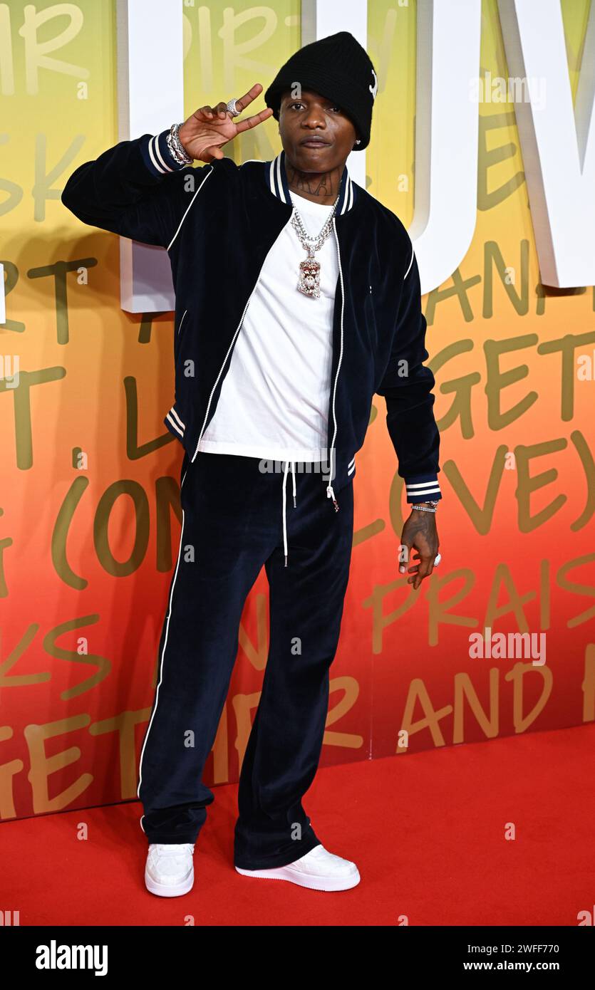 London, UK. January 30th, 2024. Wizkid arriving at at the UK premiere ...