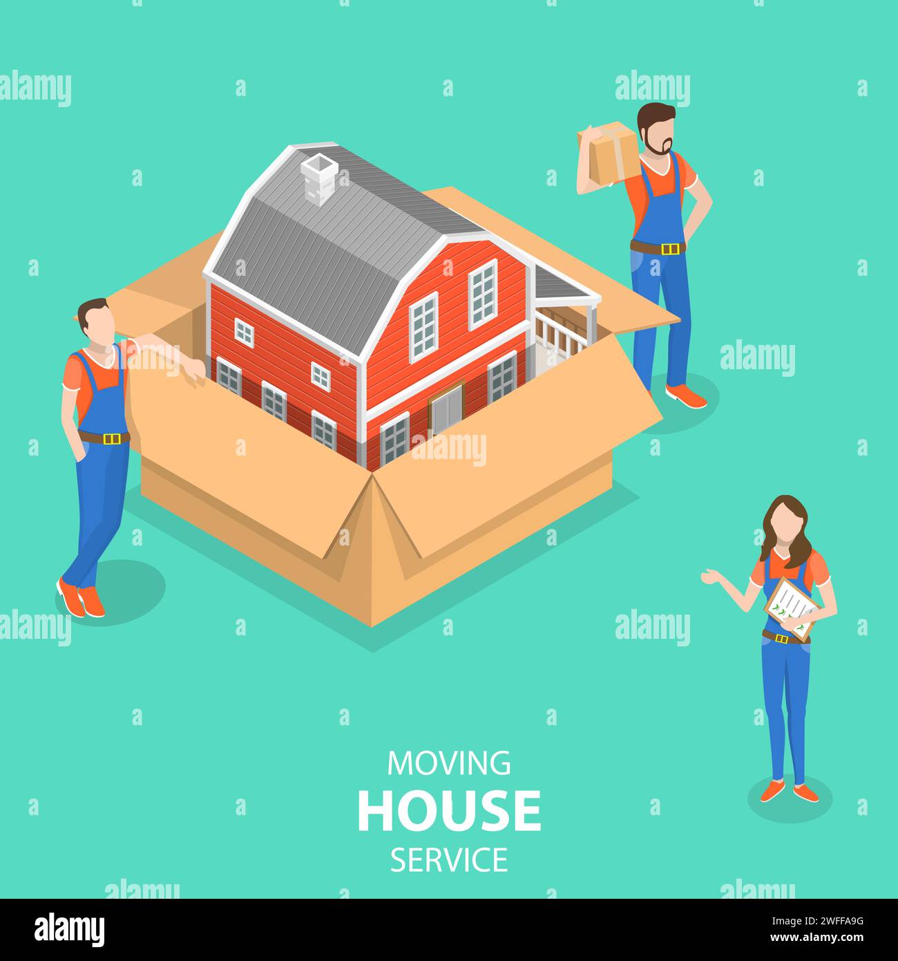 Family loading moving truck Stock Vector Images - Alamy