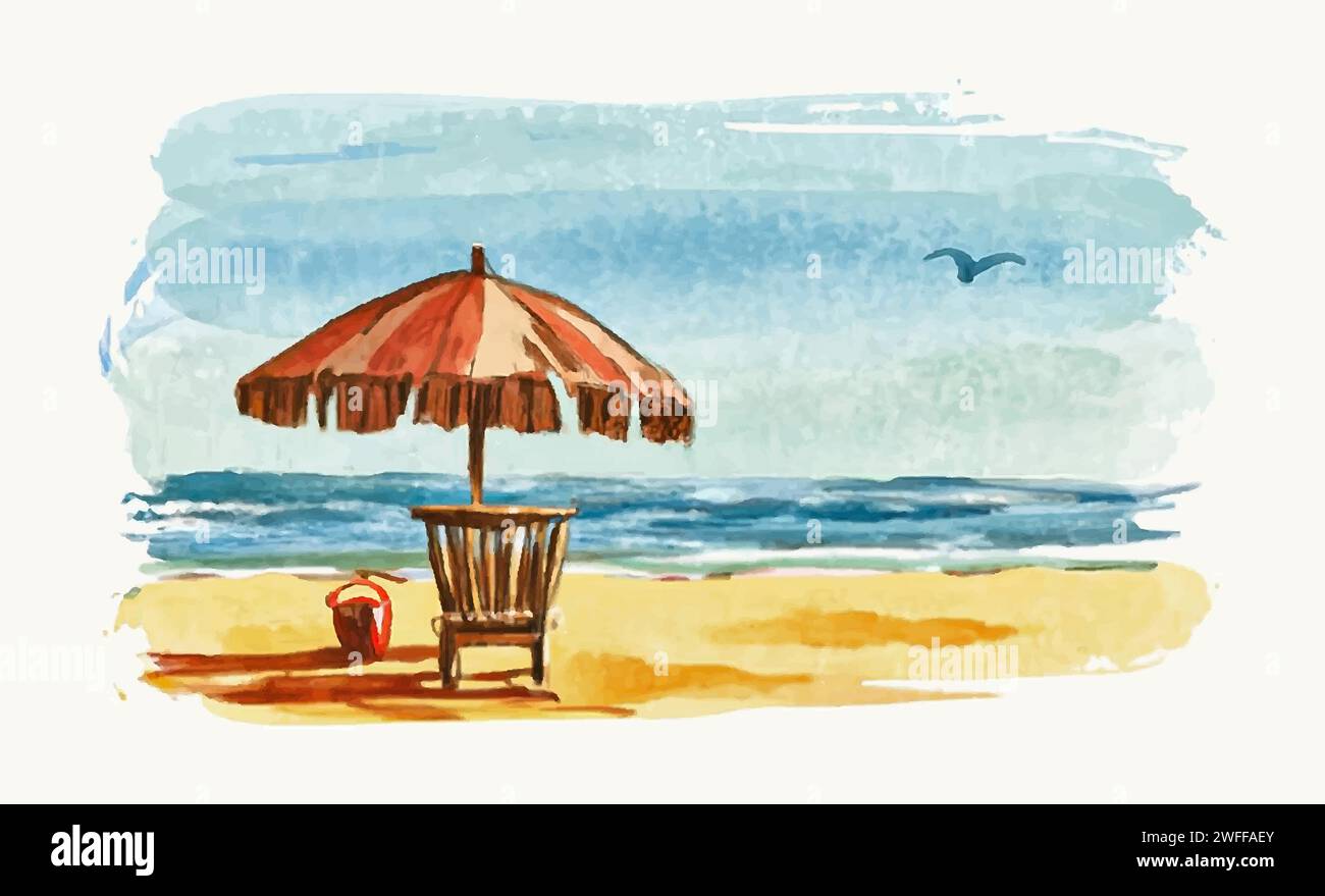Beach umbrella sketch icon. Stock Vector by ©VisualGeneration 112226730