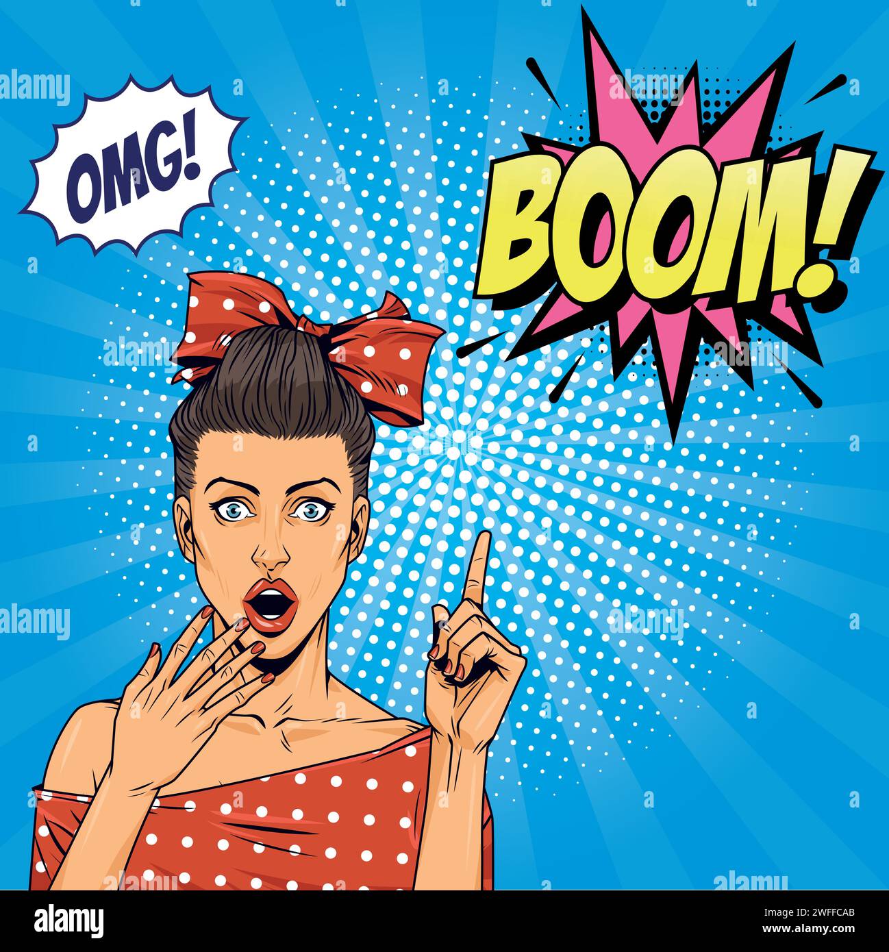Cartoon attractive woman wow face Stock Vector Images - Alamy