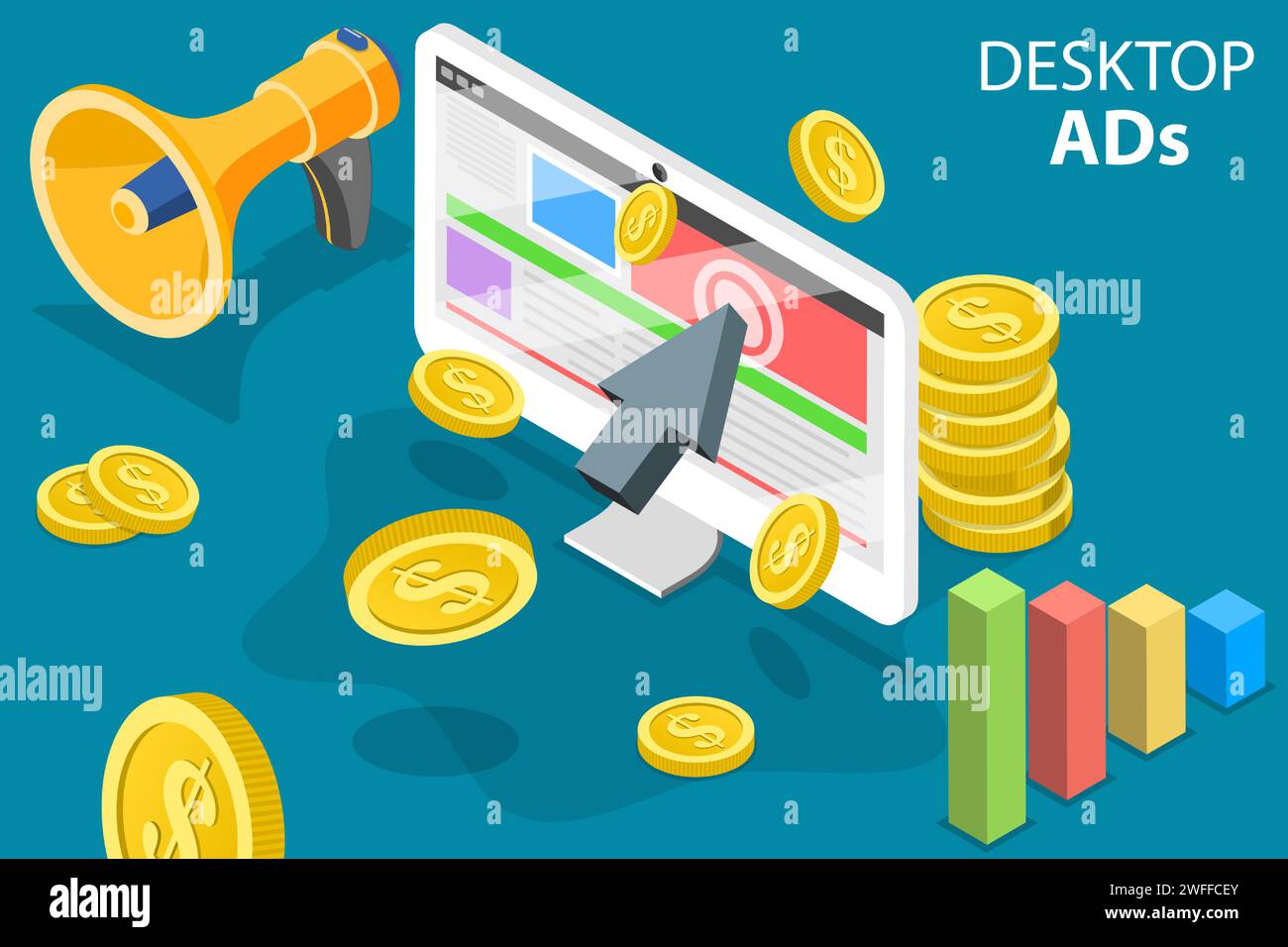 Pay to click ads stock vector images alamy
