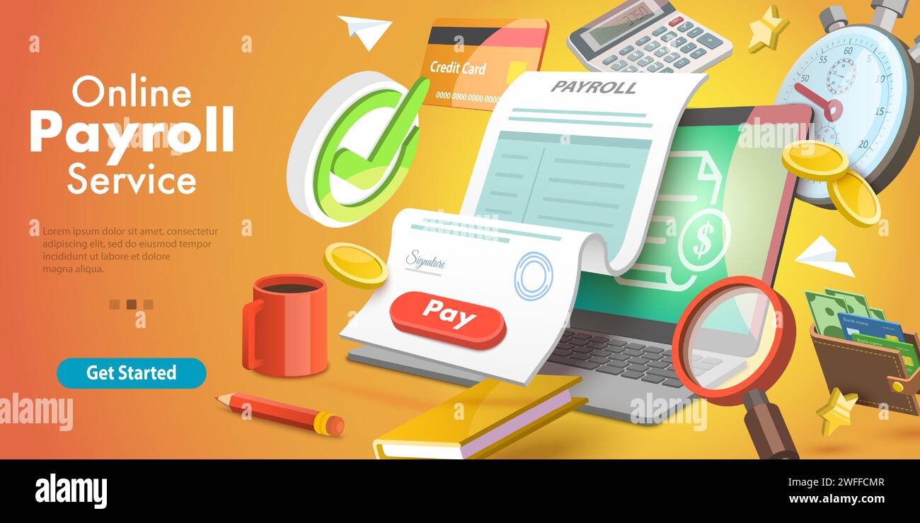 3D Isometric Vector Conceptual Illustration of Payroll or Salary 3D Isometric Vector Conceptual Illustration of Payroll or Salary
