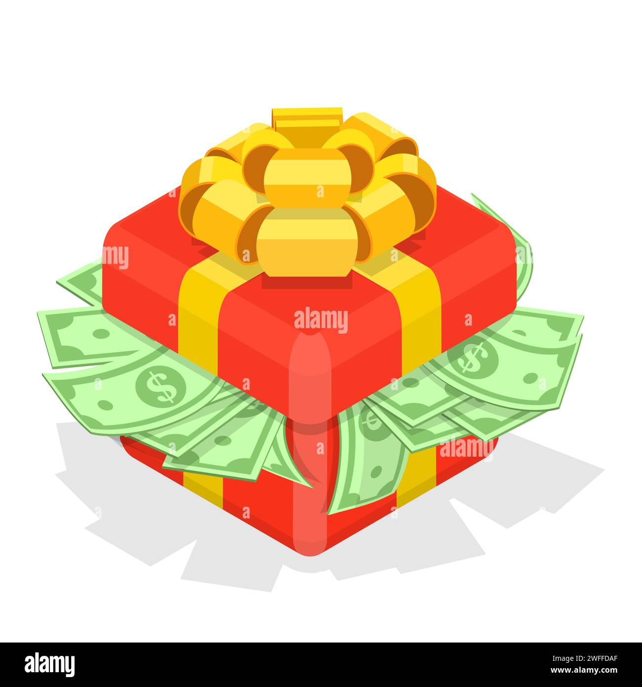 3D Isometric Flat Vector Illustration of Gift Box with Money Stock ...