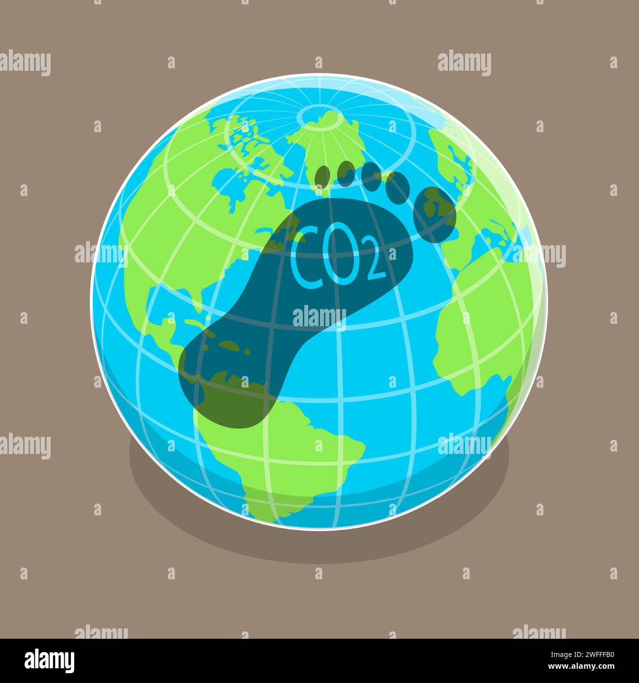 3D Isometric Flat Vector Conceptual Illustration of Carbon Footprint, CO2 Emission Pollution. Stock Vector