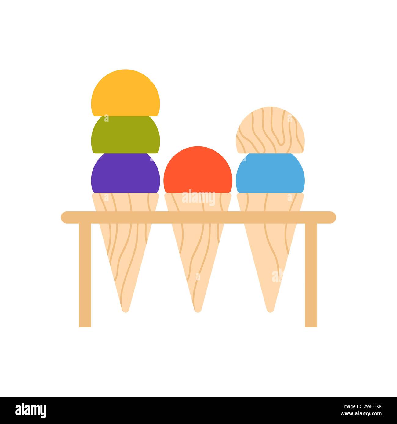 Colored logic games for children. Wooden montessori education cartoon vector illustration Stock Vector