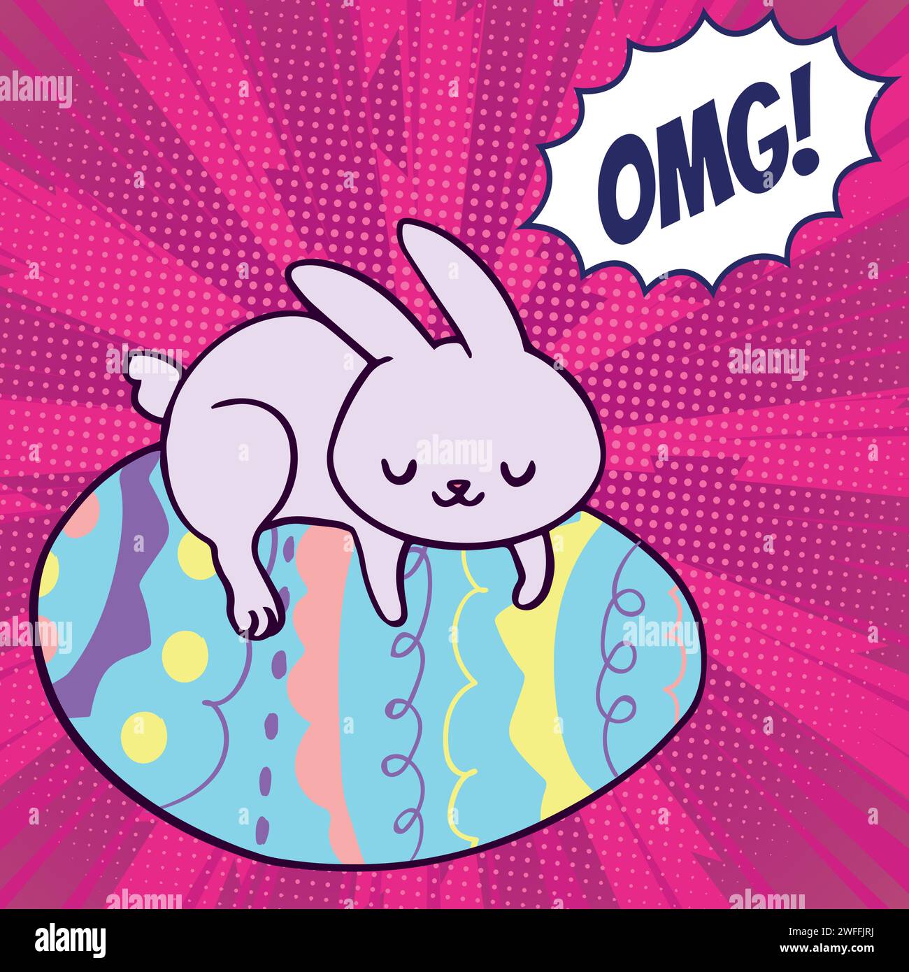 bunny eggs pop art style vector image Stock Vector