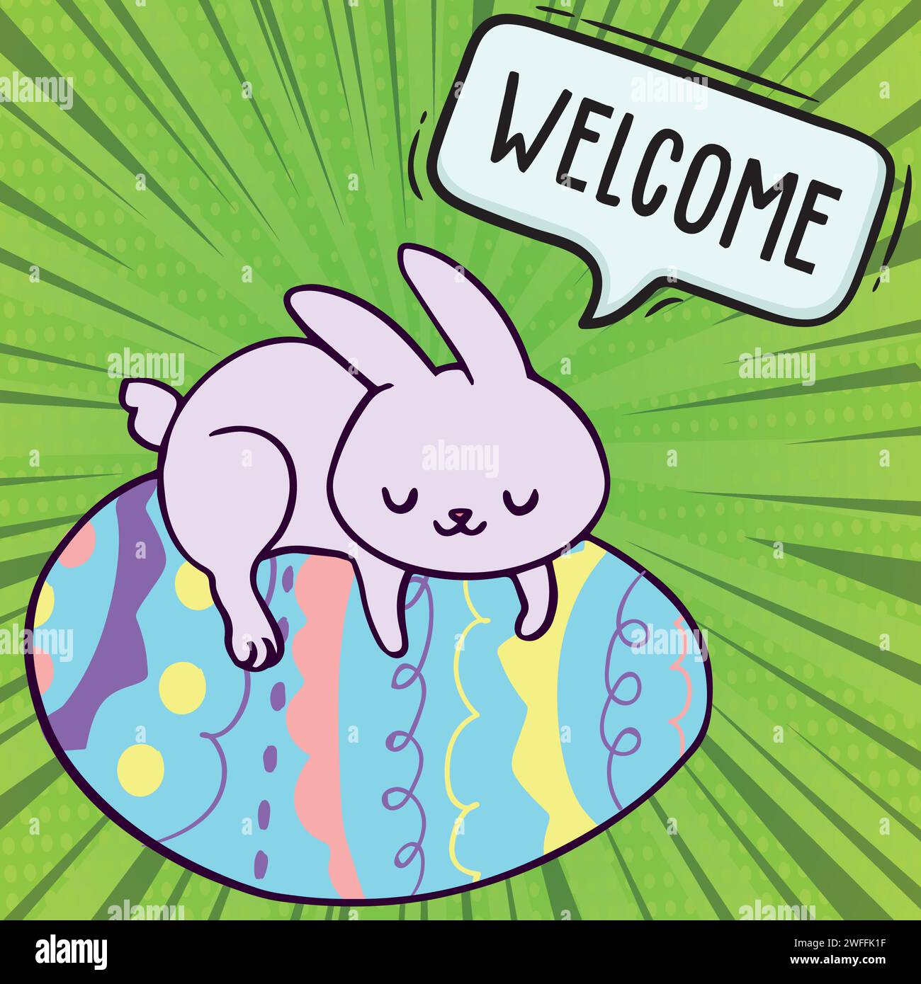 bunny eggs pop art style vector image Stock Vector