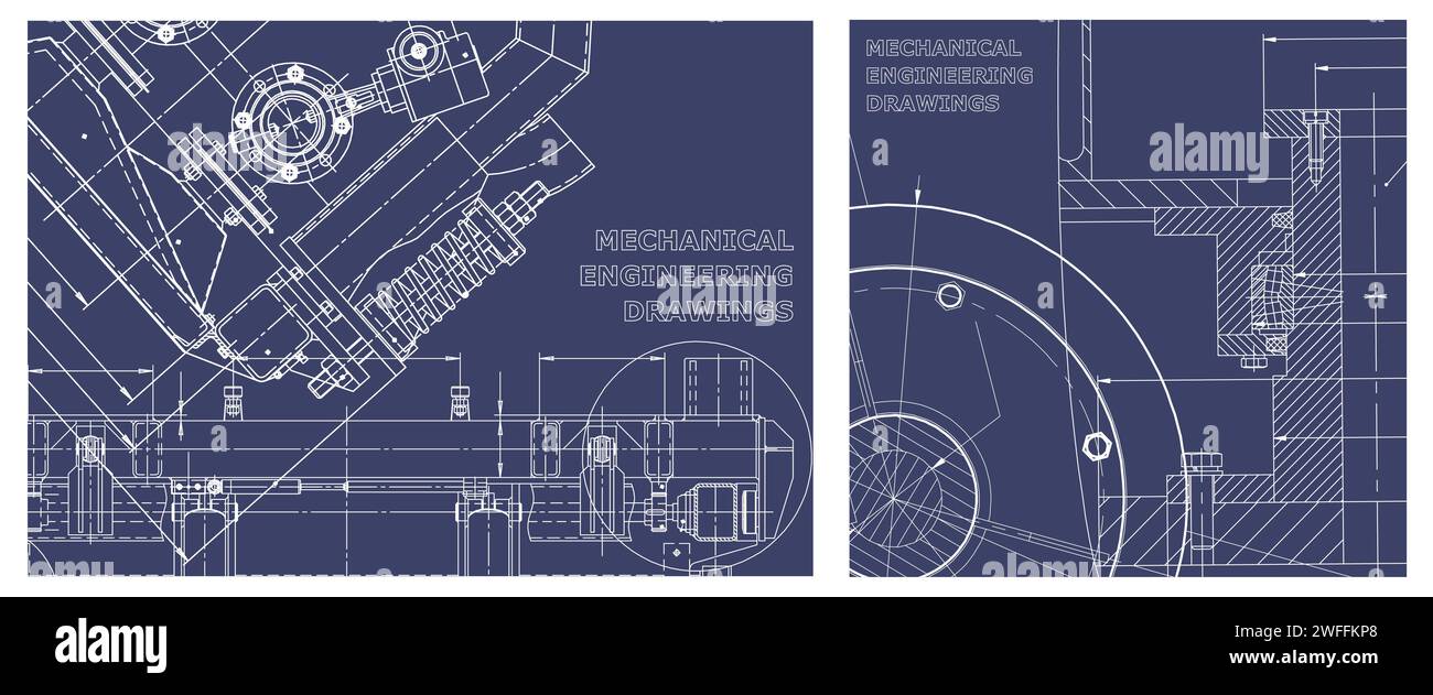 Computer aided design systems. Engineering illustration set. Technical ...