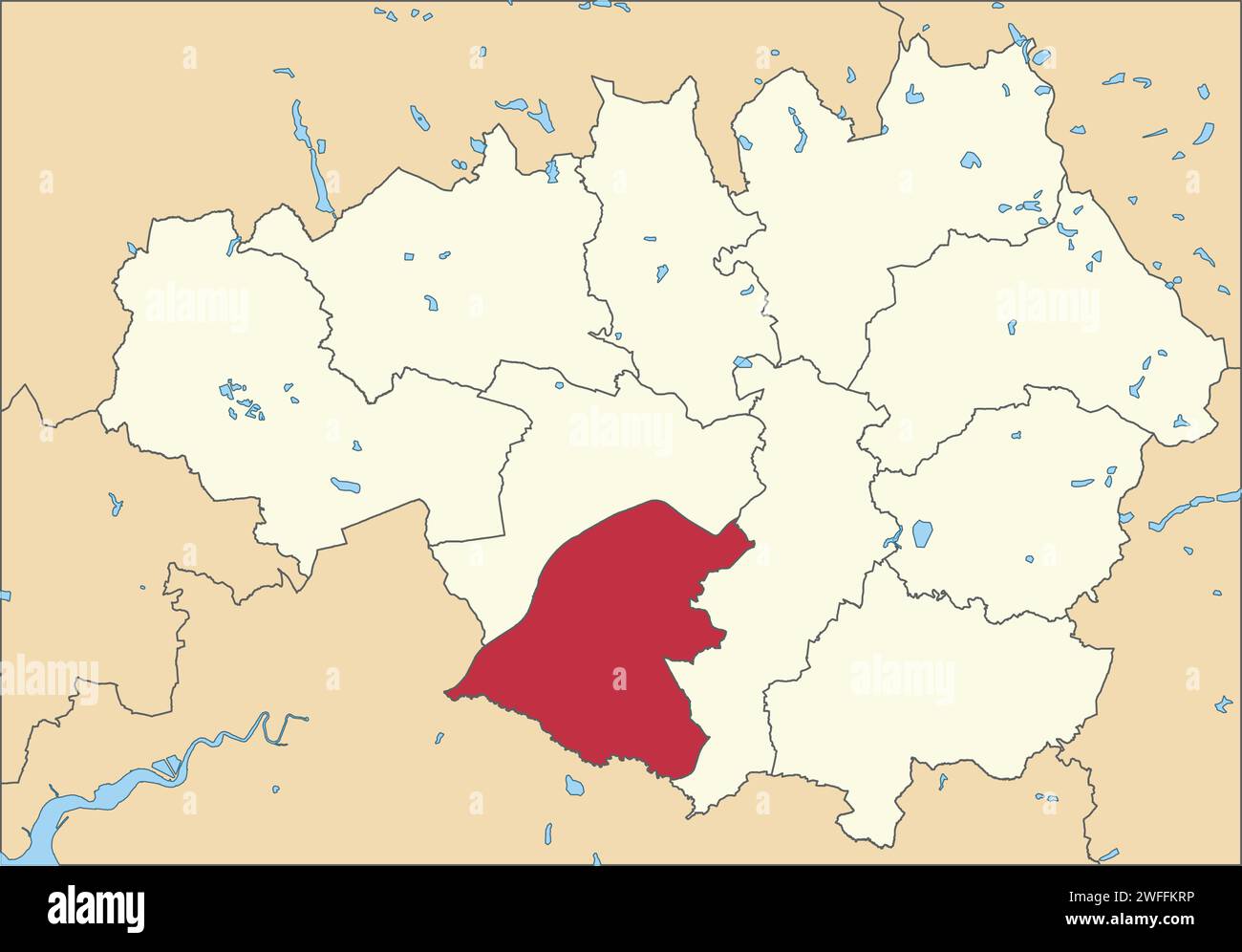 Red location map of the METROPOLITAN BOROUGH OF TRAFFORD, GREATER