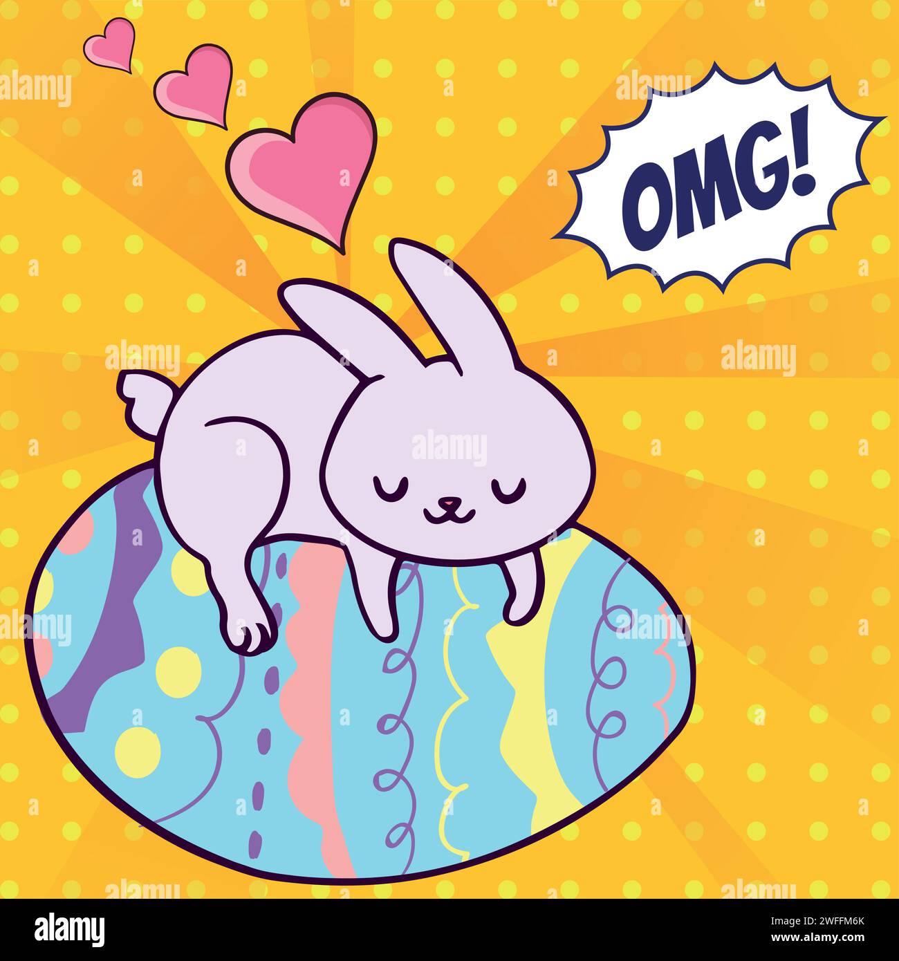 bunny eggs pop art style vector image Stock Vector