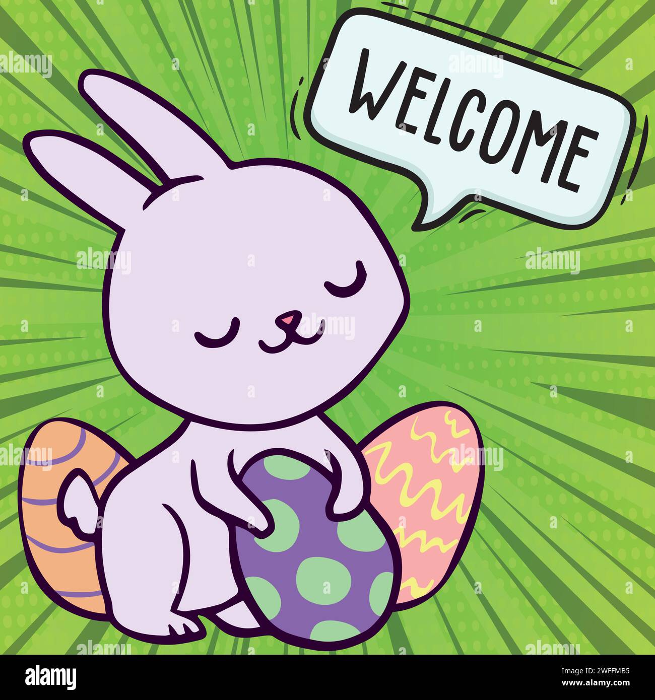 bunny eggs pop art style vector image Stock Vector