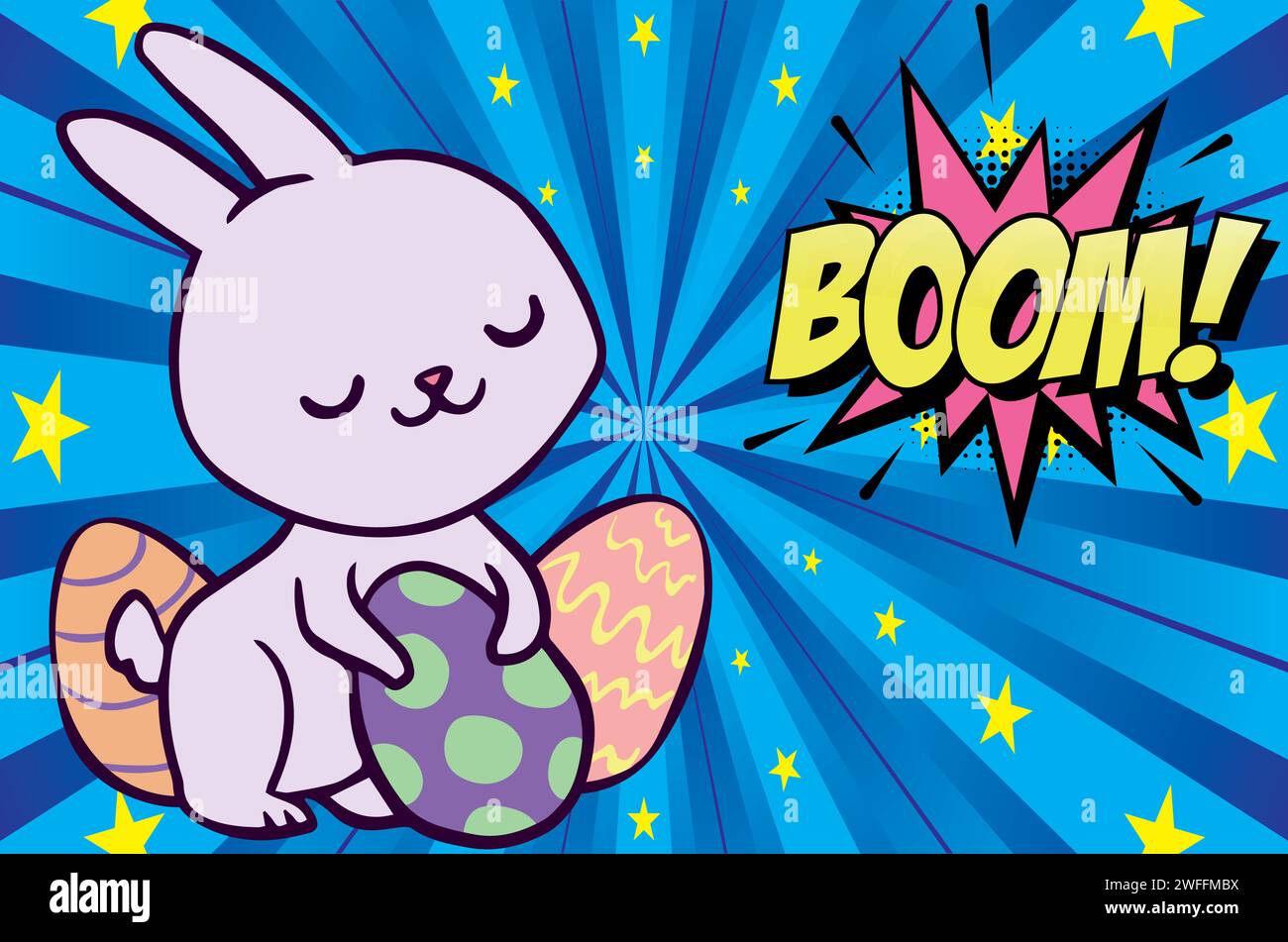 bunny eggs pop art style vector image Stock Vector