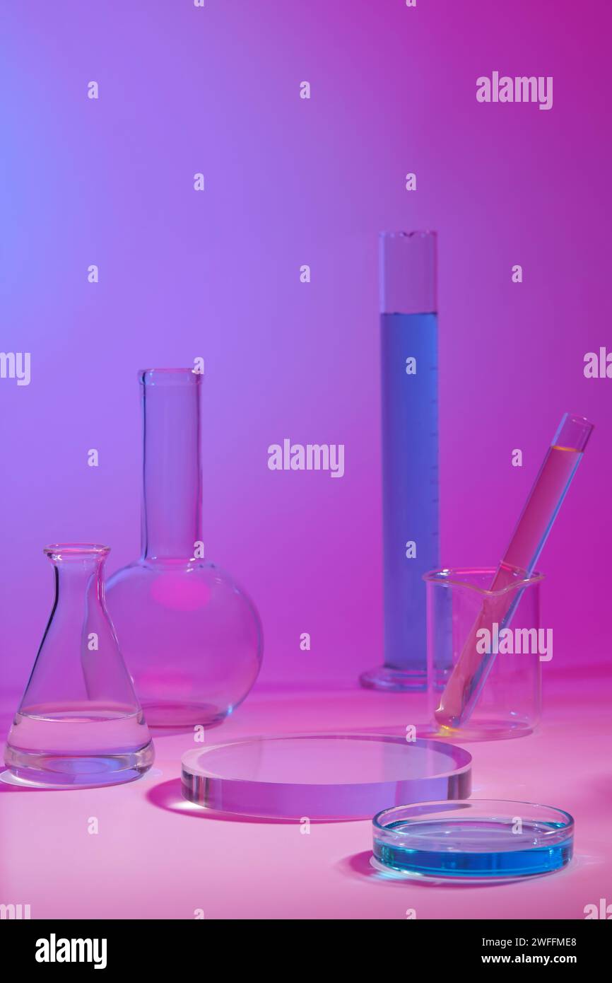 Lab Podium Podium in round shape for beauty product promotion. Laboratory ...