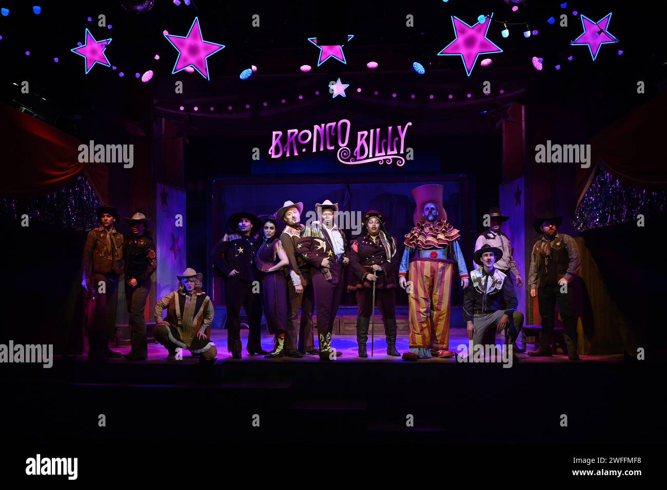 London, UK. 30th Jan, 2024. Bronco Billy - The Musical, Director by Hunter Bird and Choreographer by Alexzandra Sarmiento, The Charing Cross Theatre, London, UK. Credit: See Li/Picture Capital/Alamy Live News Stock Photo