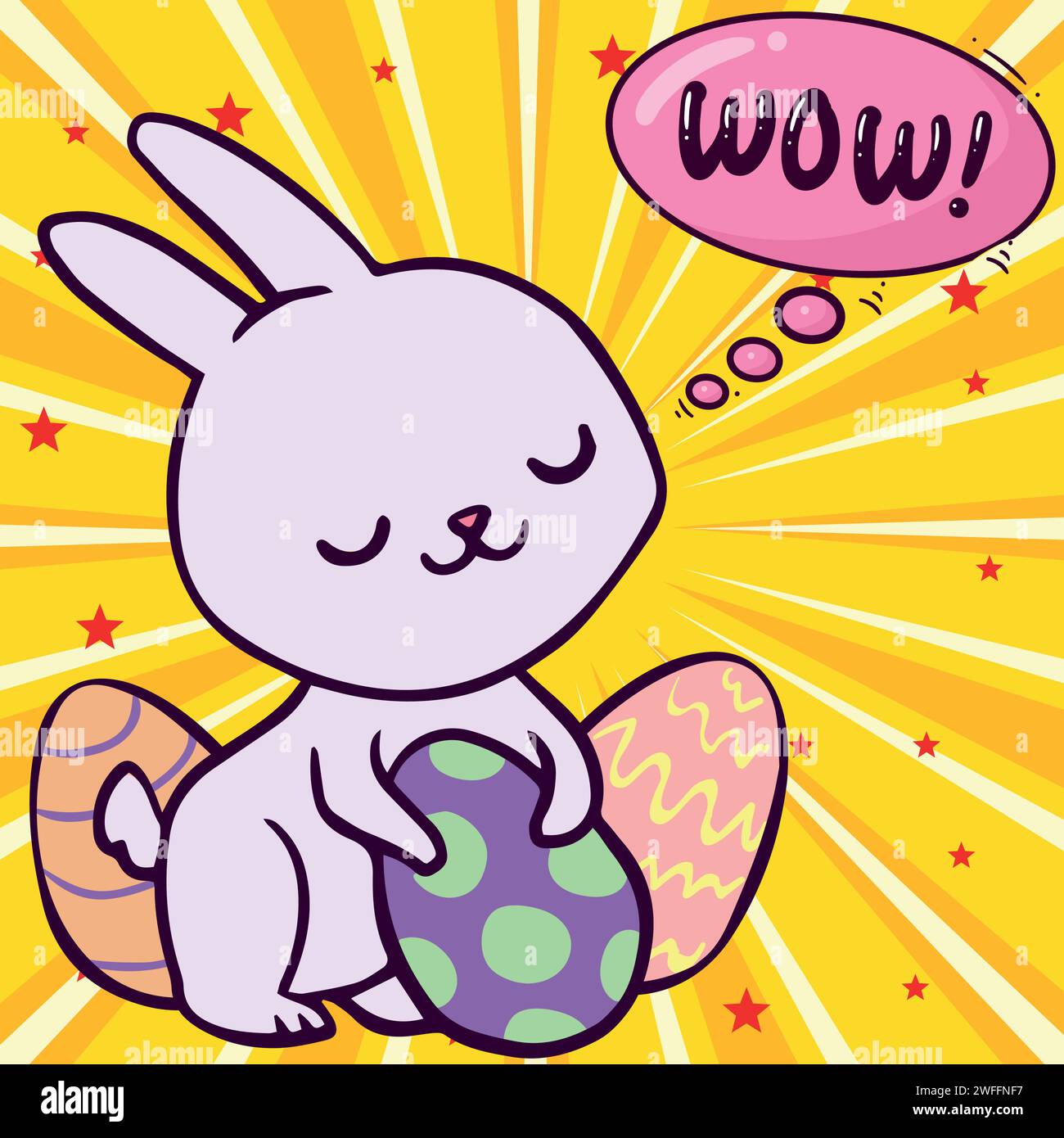bunny eggs pop art style vector image Stock Vector