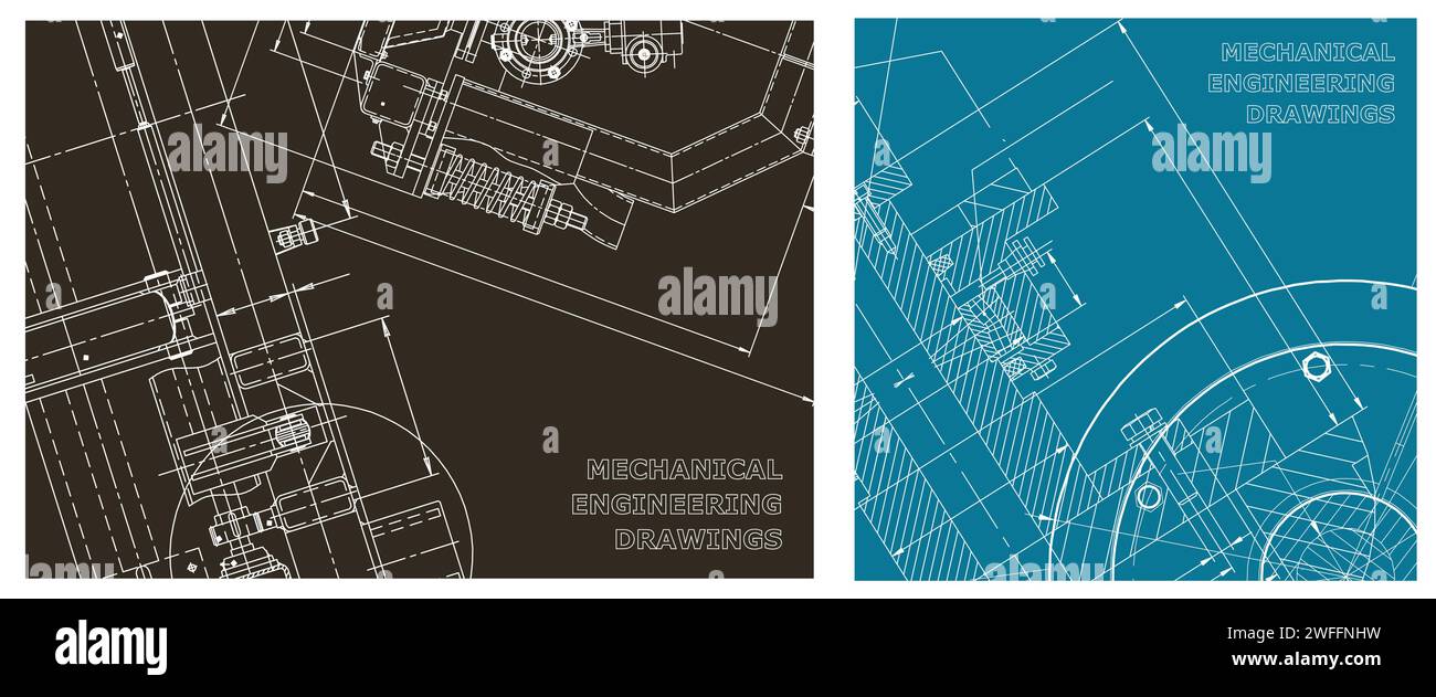Engineering illustration set. Cover, flyer, banner, background ...