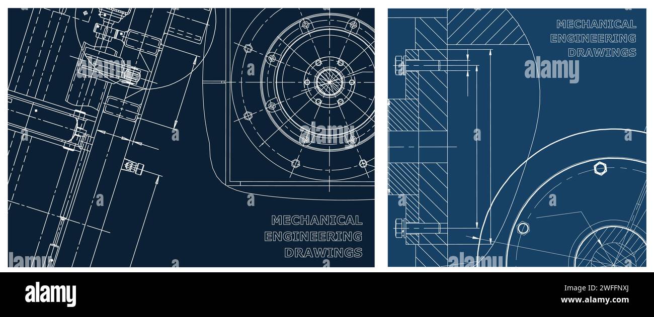 Blueprint, Sketch. Engineering illustration set. Cover, flyer, banner ...