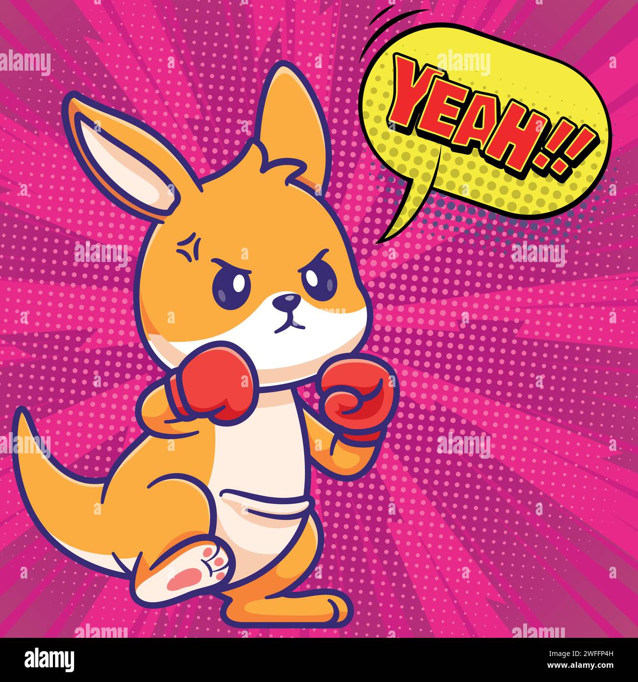Kangaroo boxing sport pop art style vector image Stock Vector Image & Art Alamy