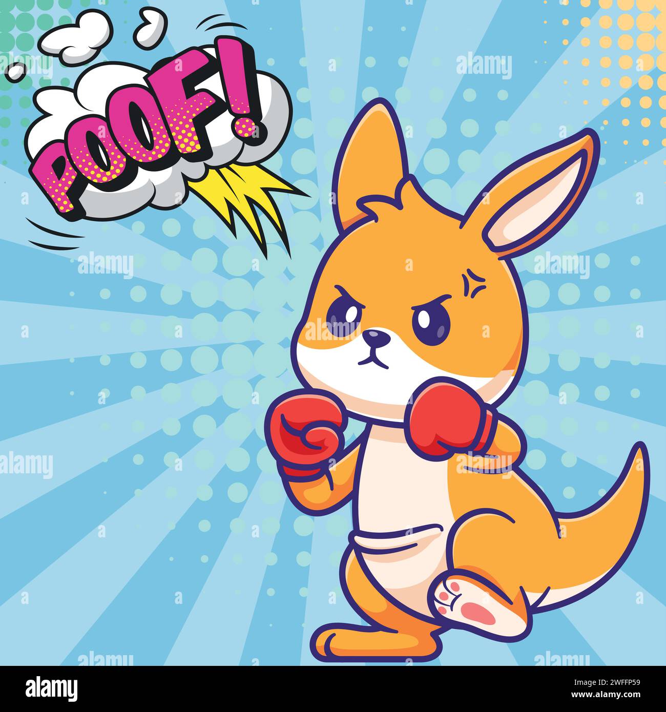 Kangaroo boxing sport pop art style vector image Stock Vector