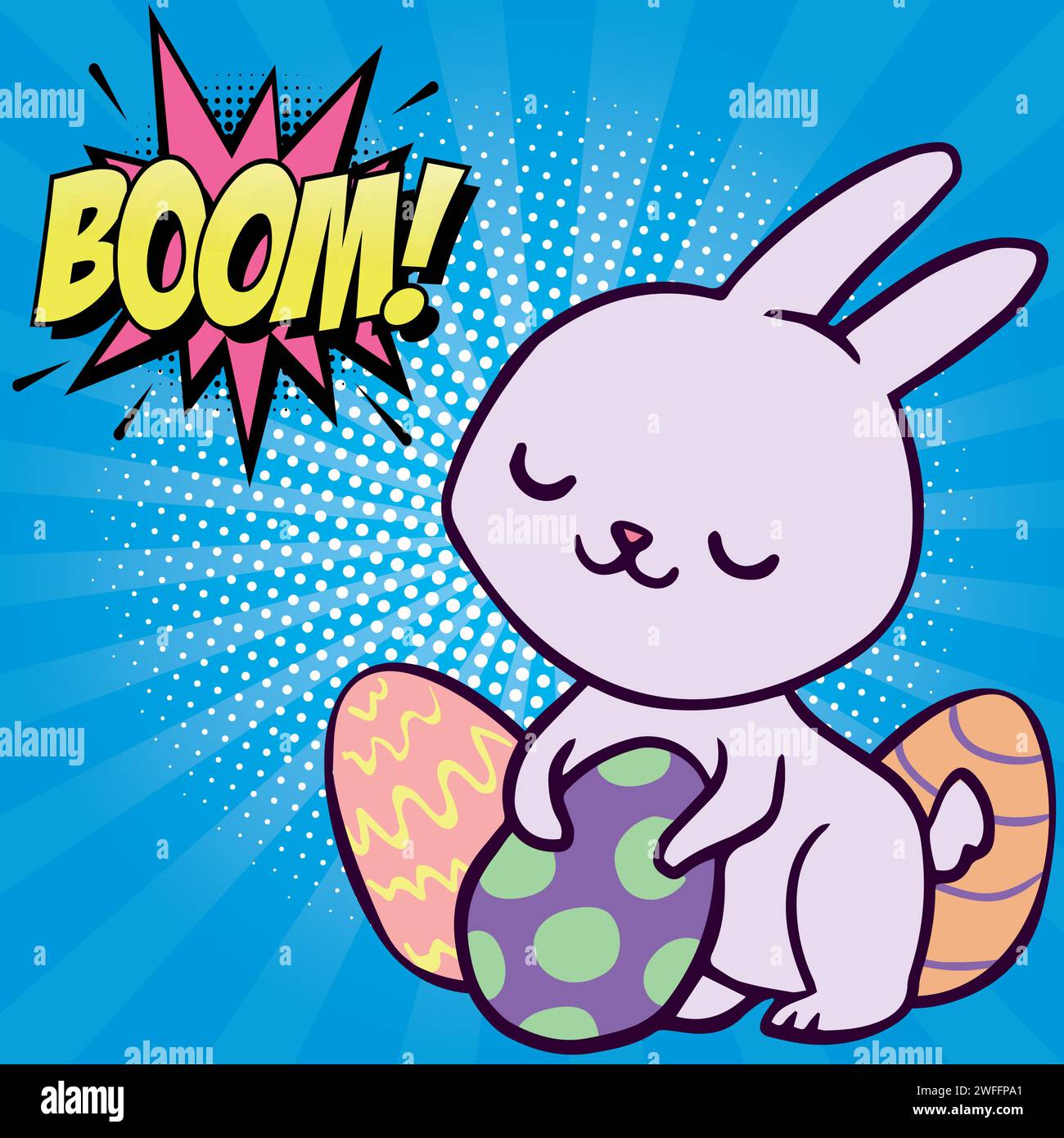 bunny eggs pop art style vector image Stock Vector
