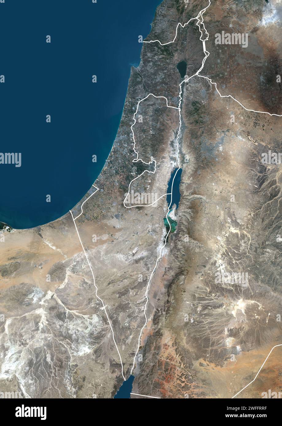 Israel and the Palestinian Territories, satellite image Stock Photo