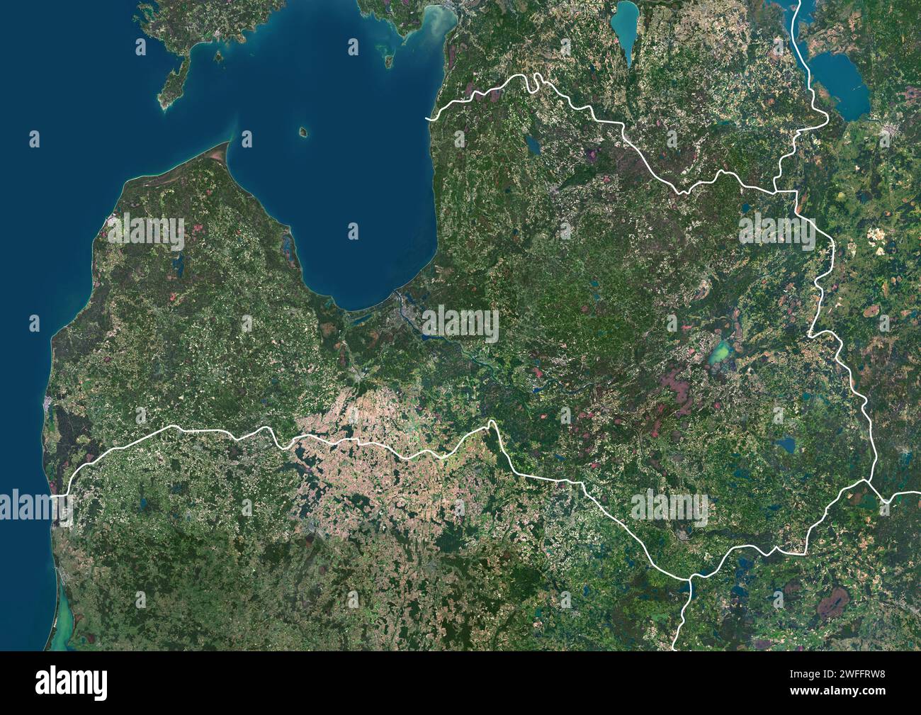 Latvia, satellite image Stock Photo