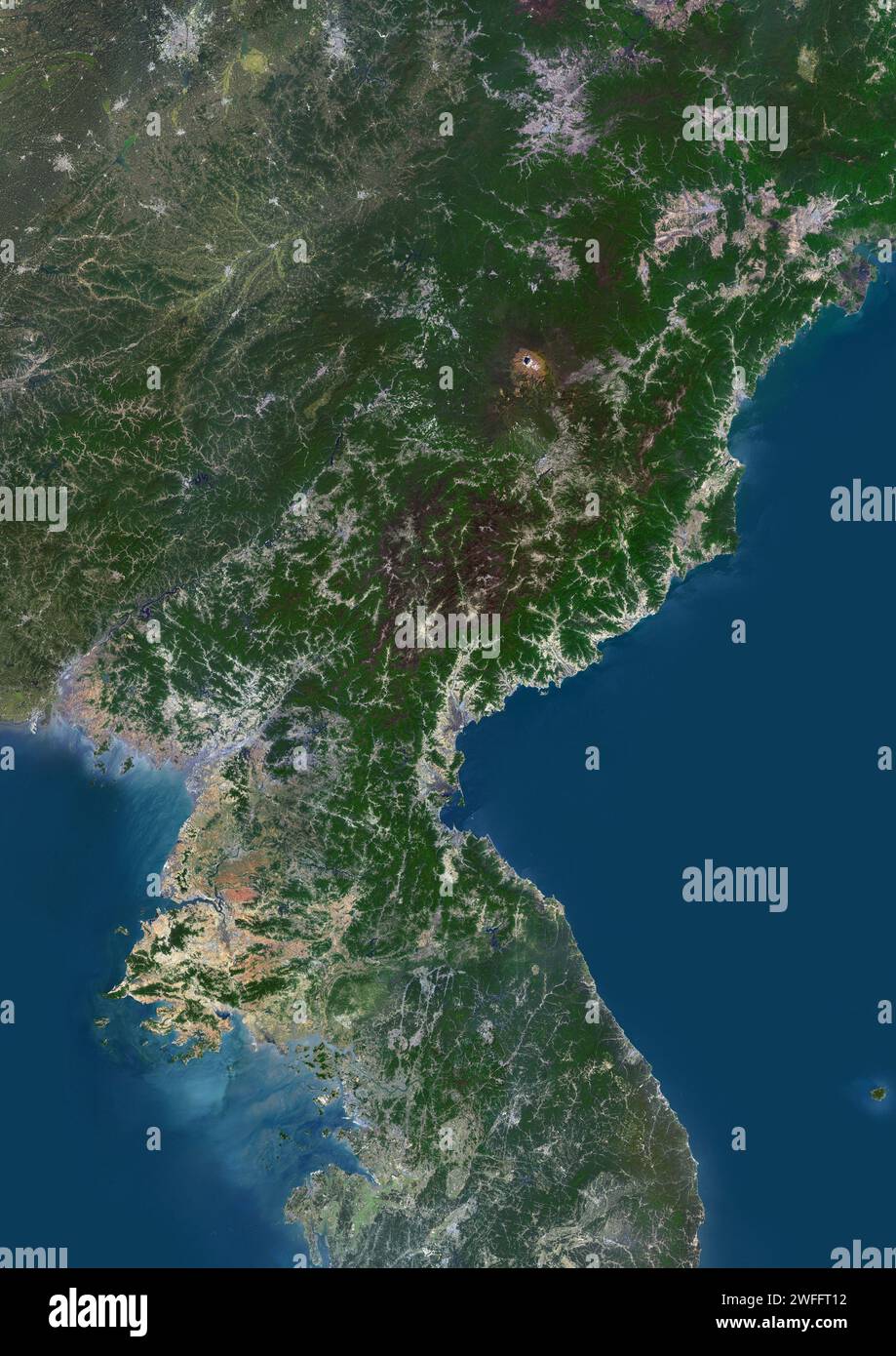 North Korea, satellite image Stock Photo