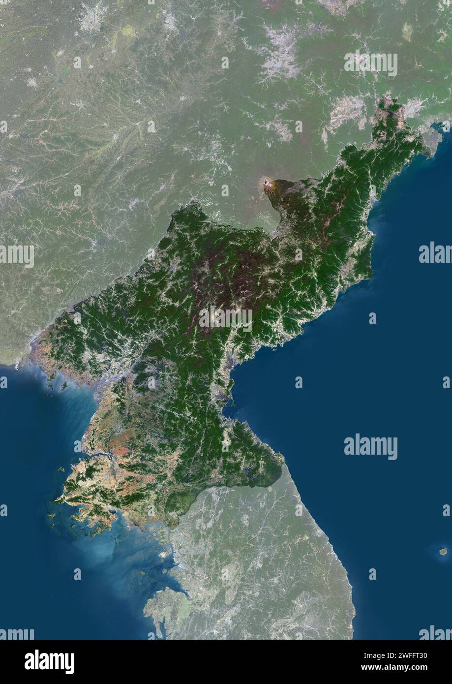 North Korea, satellite image Stock Photo