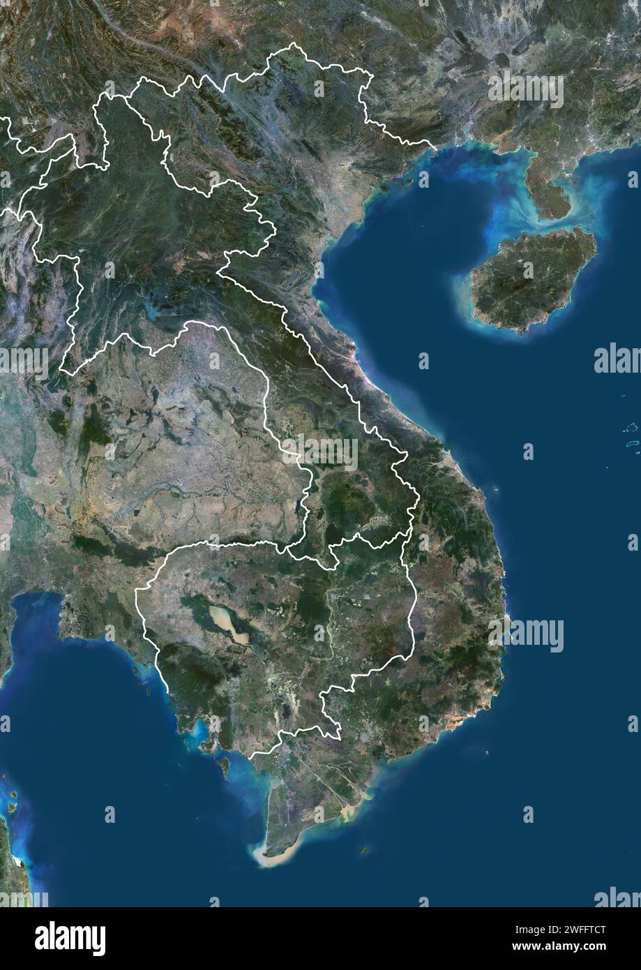 Vietnam, Laos and Cambodia, satellite image Stock Photo