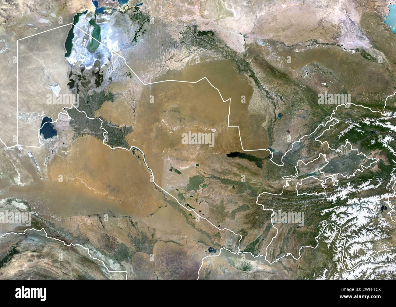 Uzbekistan, satellite image Stock Photo