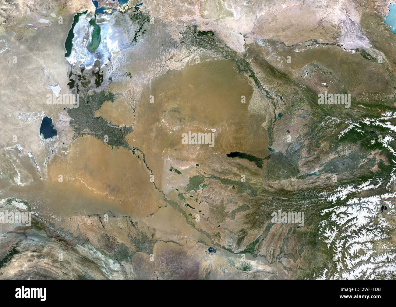 Uzbekistan, satellite image Stock Photo
