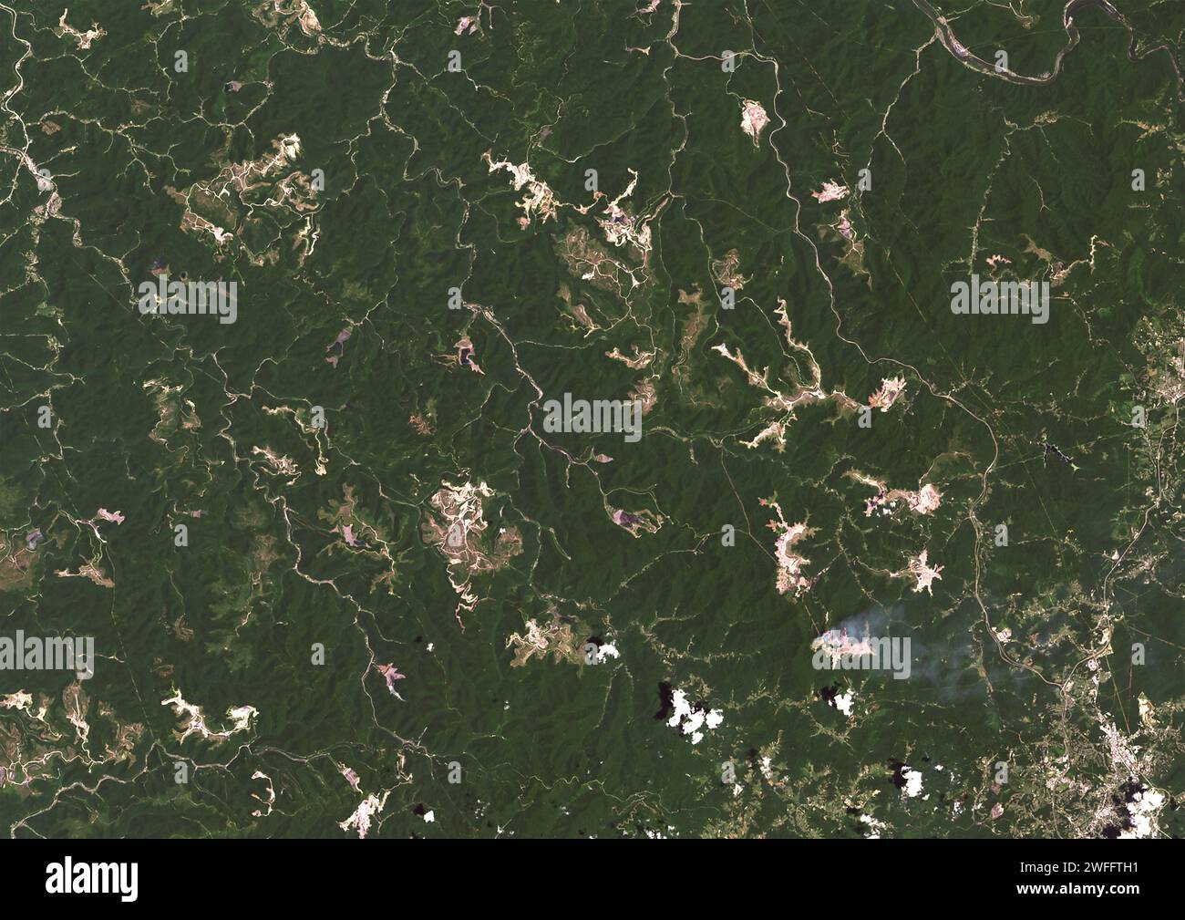 Coal Mines, West Virginia, USA in 2022, satellite image Stock Photo